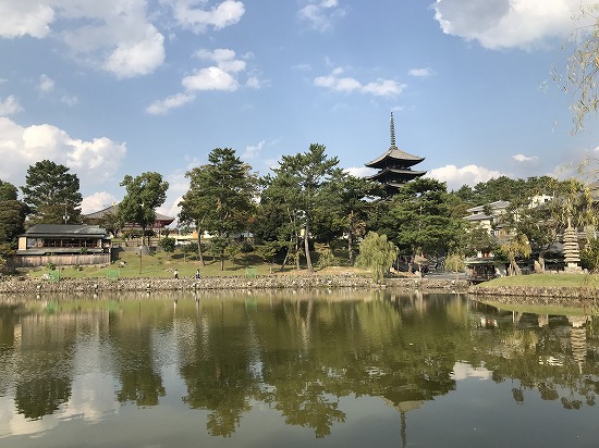 造園工事のならまちガーデン近く猿沢池です。